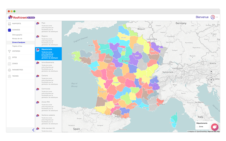 données disponible sur toute la France métropolitaine