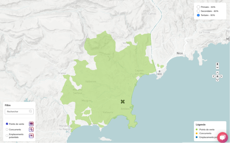 zone de prospection fort potentiel point de vente